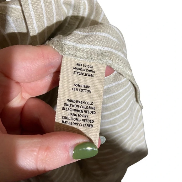 SOFT SURROUNDINGS Chasia Dress Button Up Striped Midi Dress Cotton Hemp‎ Small - Picture 7 of 9